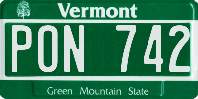 VT license plate PON742