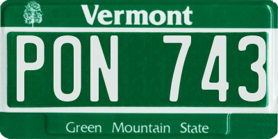 VT license plate PON743