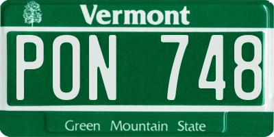 VT license plate PON748
