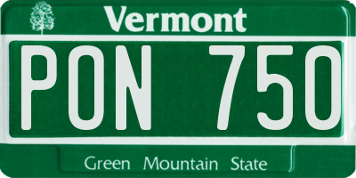 VT license plate PON750