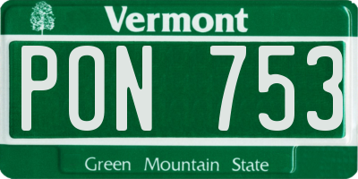 VT license plate PON753