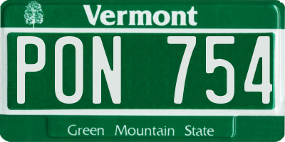 VT license plate PON754