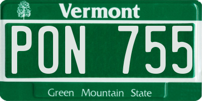 VT license plate PON755