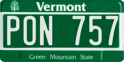 VT license plate PON757