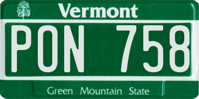 VT license plate PON758