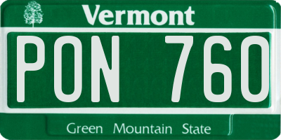 VT license plate PON760