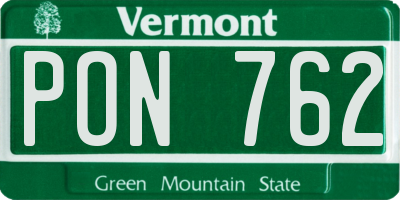 VT license plate PON762