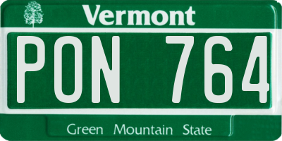 VT license plate PON764