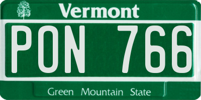 VT license plate PON766