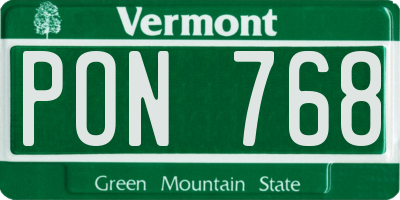 VT license plate PON768