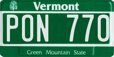 VT license plate PON770