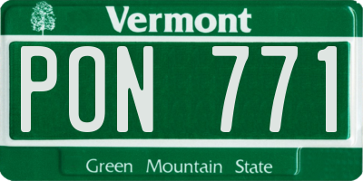 VT license plate PON771