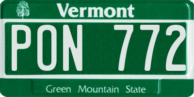 VT license plate PON772