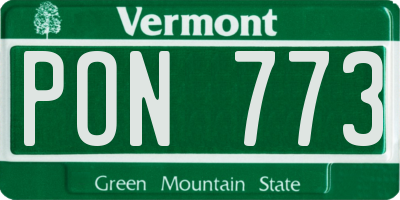 VT license plate PON773