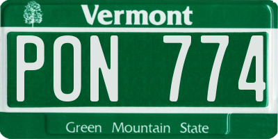 VT license plate PON774