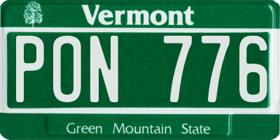 VT license plate PON776