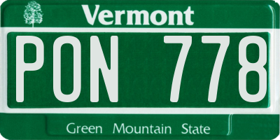 VT license plate PON778