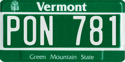 VT license plate PON781