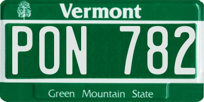 VT license plate PON782