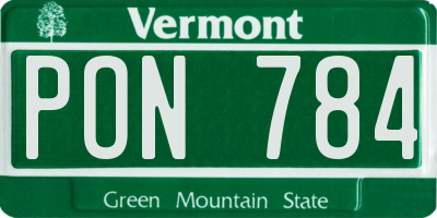 VT license plate PON784