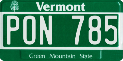 VT license plate PON785