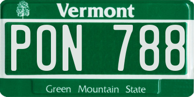VT license plate PON788
