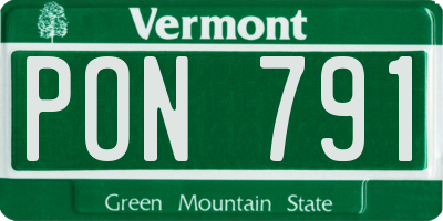 VT license plate PON791