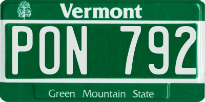 VT license plate PON792