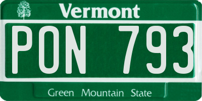 VT license plate PON793