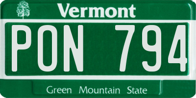 VT license plate PON794