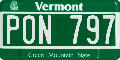 VT license plate PON797