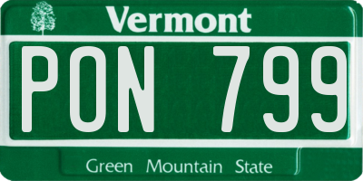 VT license plate PON799