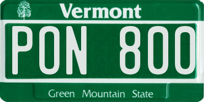 VT license plate PON800
