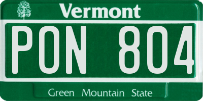 VT license plate PON804