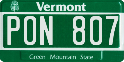 VT license plate PON807