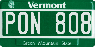 VT license plate PON808