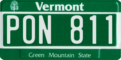 VT license plate PON811