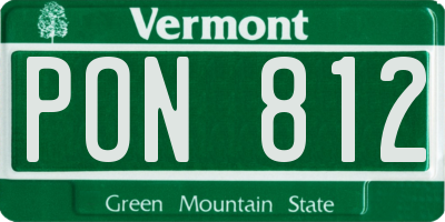 VT license plate PON812