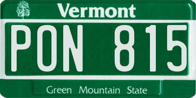 VT license plate PON815