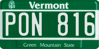 VT license plate PON816