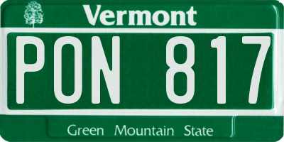 VT license plate PON817