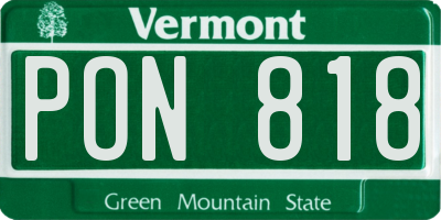 VT license plate PON818