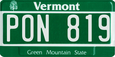 VT license plate PON819