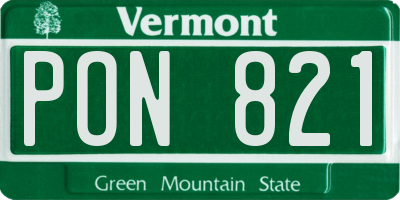 VT license plate PON821