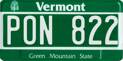 VT license plate PON822