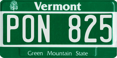 VT license plate PON825