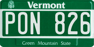VT license plate PON826