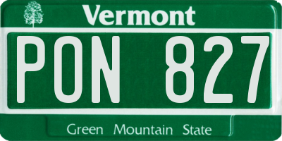 VT license plate PON827