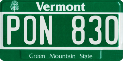 VT license plate PON830