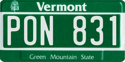 VT license plate PON831
